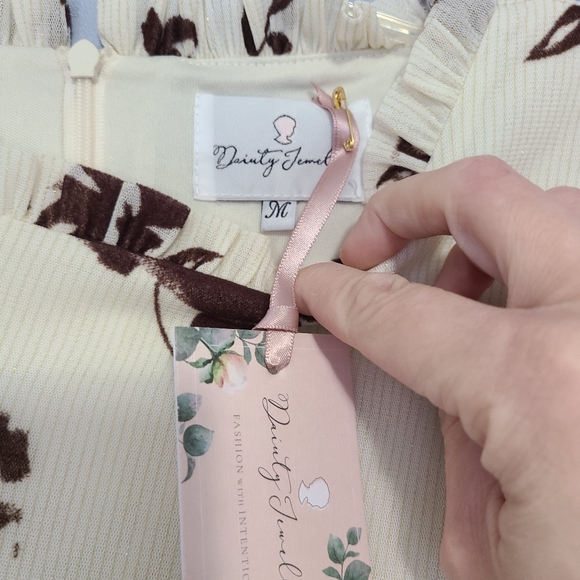 Dainty Jewells Cream and Brown Floral Long Sleeve Dress - Picture 3 of 8
